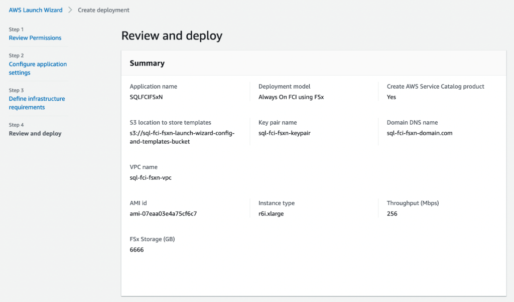 Figure 17 Review and deploy screen