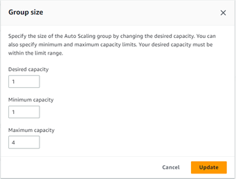 Change Auto Scaling group capacity