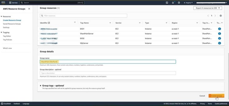 Figure 10: Naming and creating the Resource Group