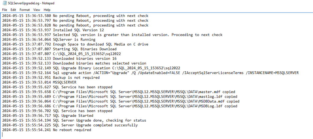 Figure 13. Sample custom automation document log file