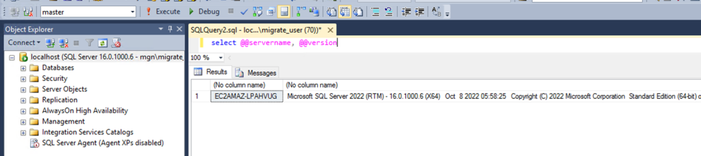 Figure 17. SQL Server Instance version after upgrade