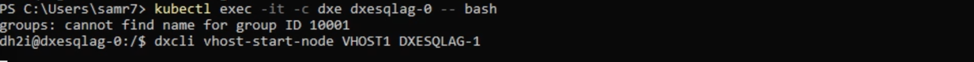 Figure 14 – Initiating a manual failover from DXESQLAG-0 to DXESQLAG-1