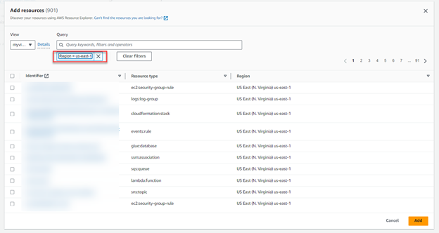 Select and add resources using AWS Resource Explorer