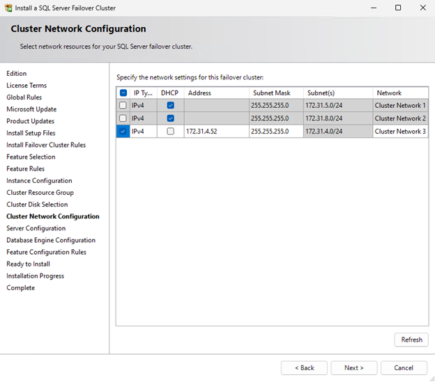 Figure 11: Cluster Network Configuration
