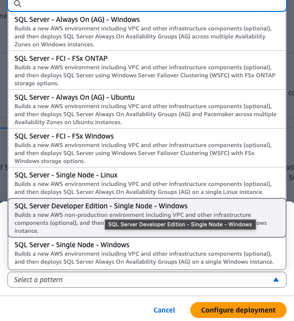 SQL Server Dev edition deployment pattern