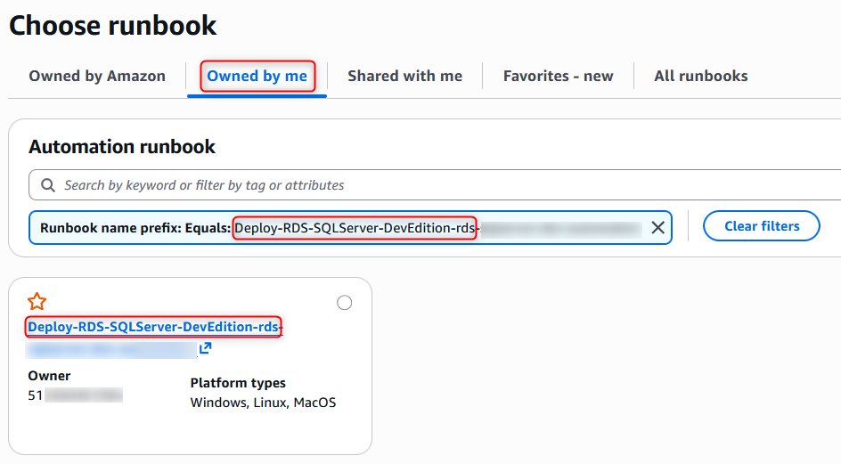 Figure 3: Locate the automation document in Systems Manager