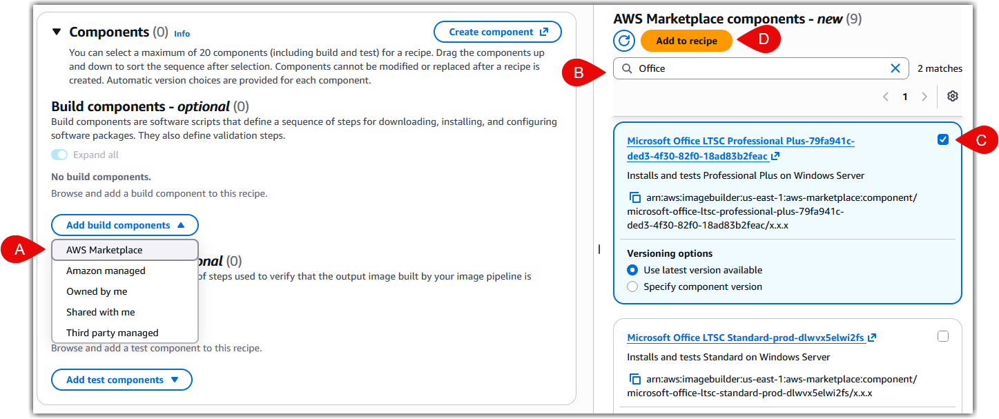 Adding the Microsoft Office build componen