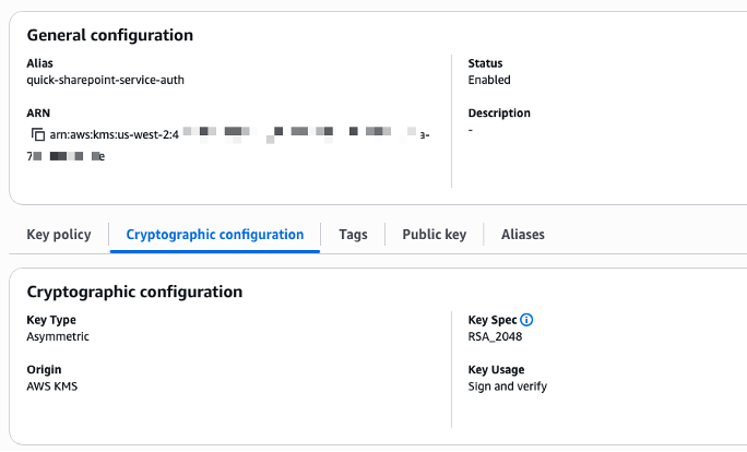 Figure 3. New KMS Key in AWS console