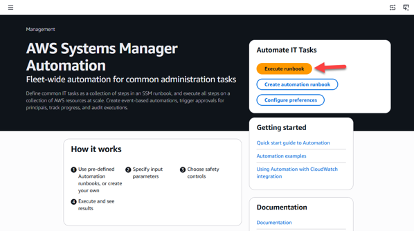 Figure 10. Alt-Text – Executing the automation in AWS Systems Manager console