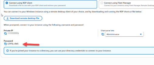 Figure 7. Alt-Text – Decrypted password to logon the instance