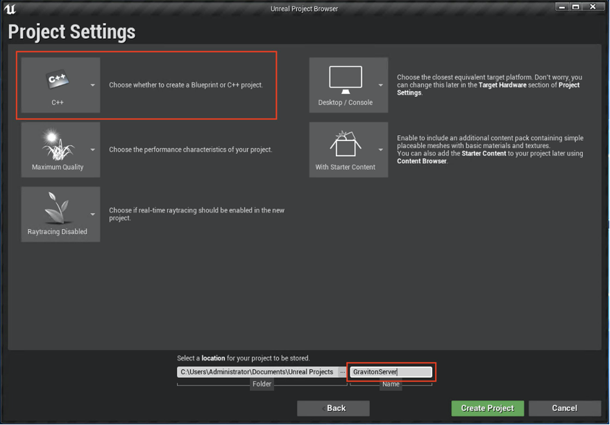 Unreal Engine Project Settings