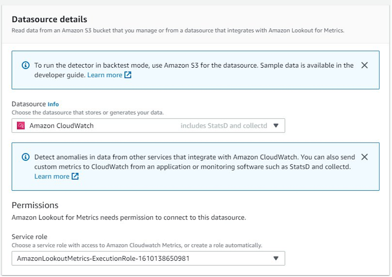 lookout for metrics datasource details