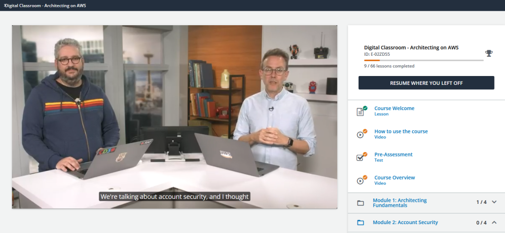 screenshot of two expert AWS instructors teaching the Architecting on AWS course 