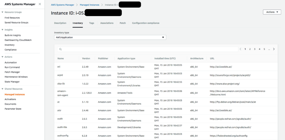 Imgae showing installed application inventory from managed instances