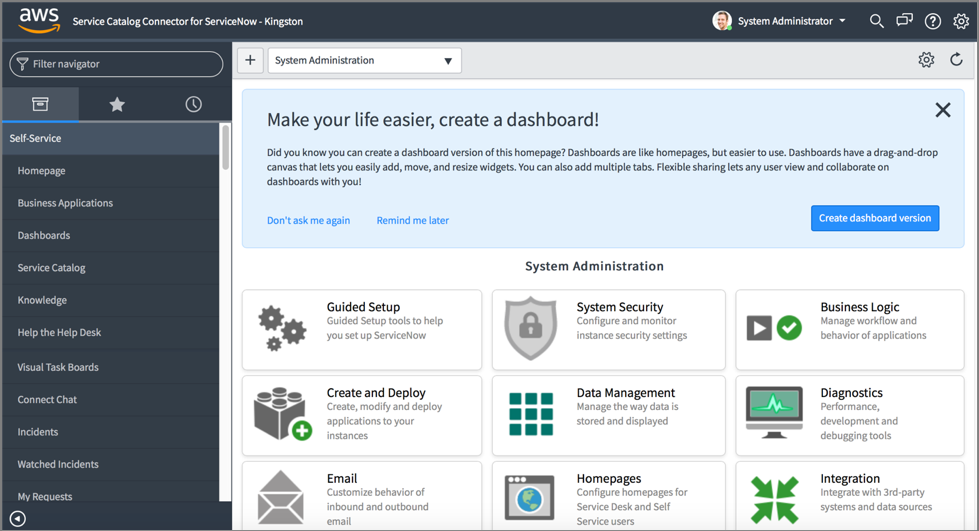 ServiceNow standard user interface