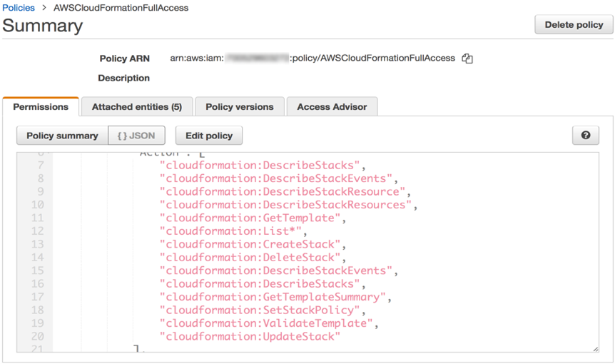 Create the AWSCloudFormationFullAccess Policy