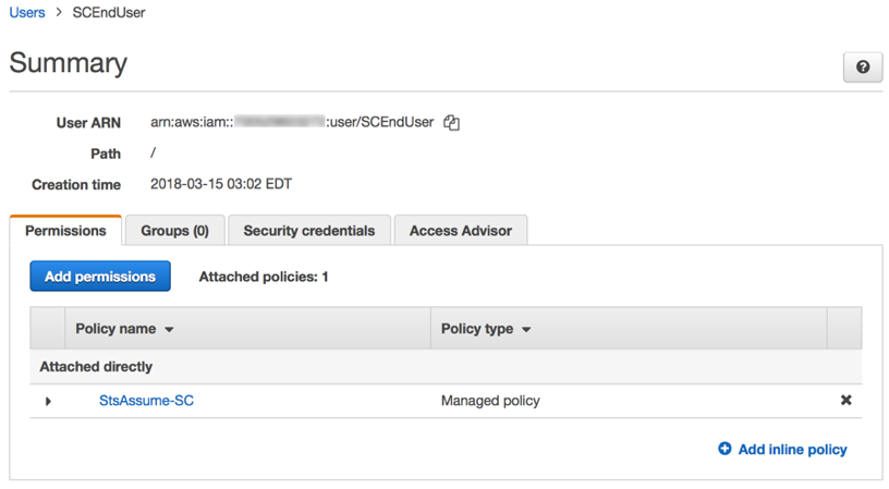 attach assume policy to user