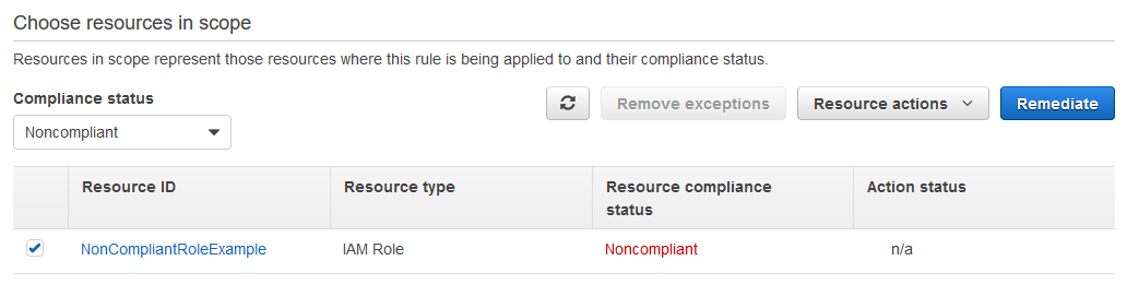 Example noncompliant IAM Role