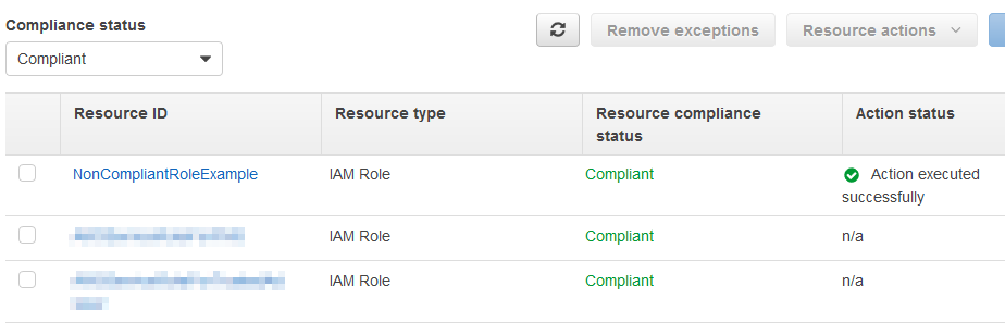 Example of remediated IAM Role, now compliant