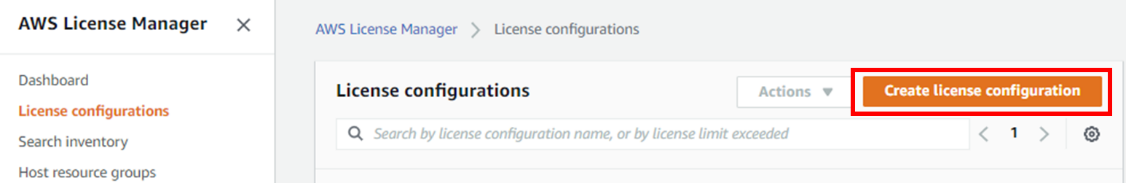 Create license configuration