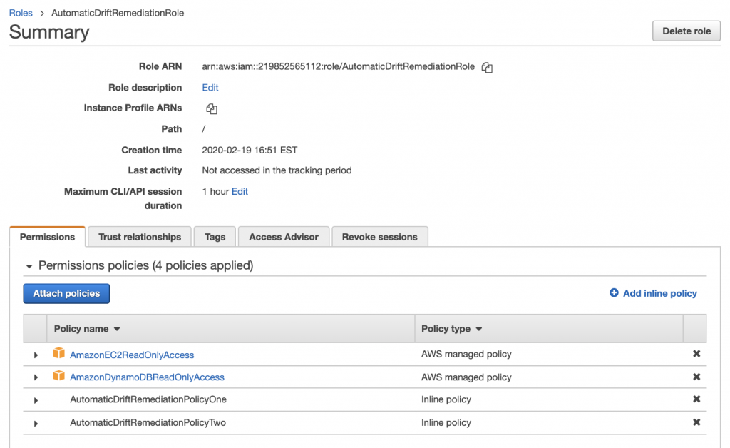 IAM role created by CloudFormation stack 