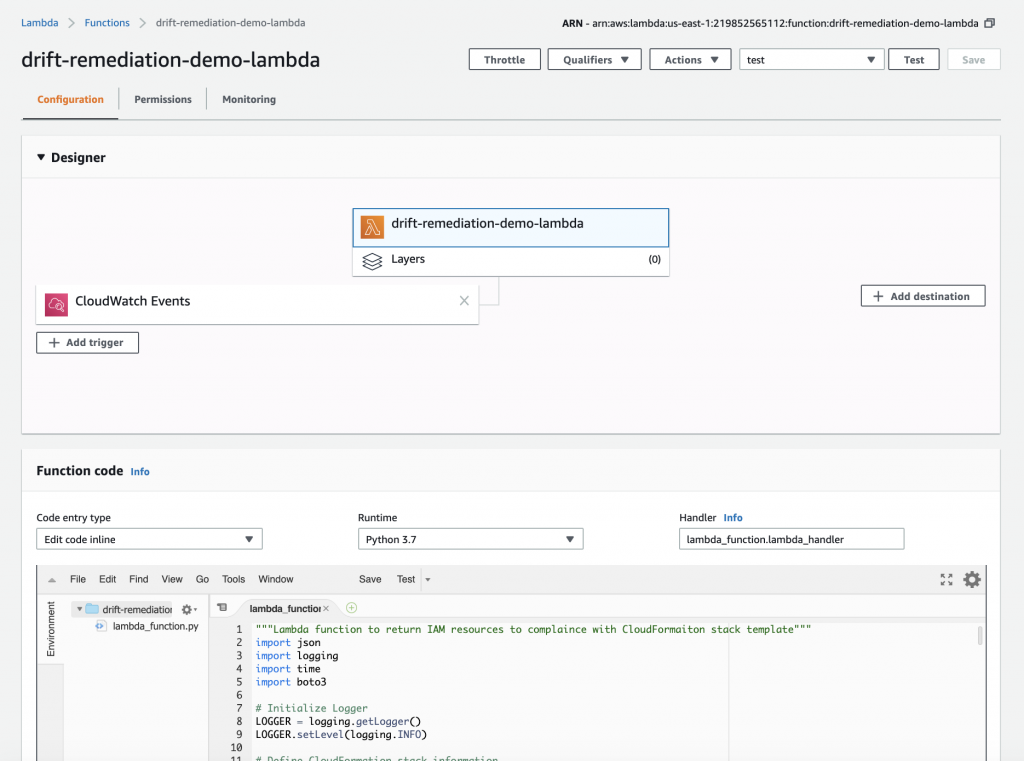 Drift remediation Lambda function