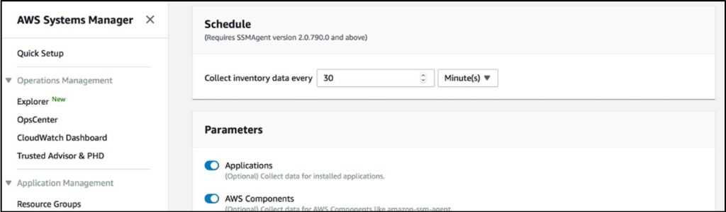  Input the schedule in minutes for inventory collection