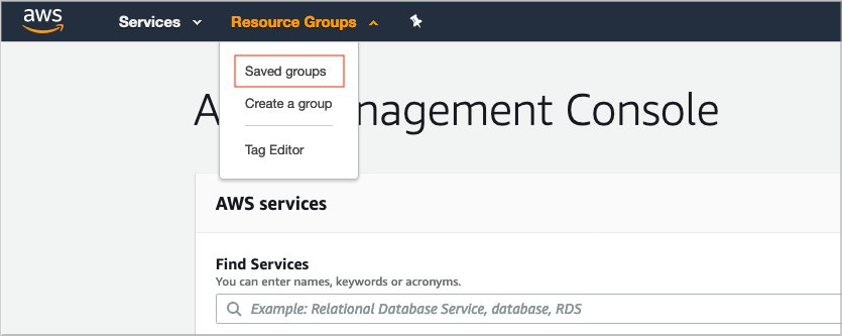 Figure 1: Navigating to Resource Groups in the AWS Console