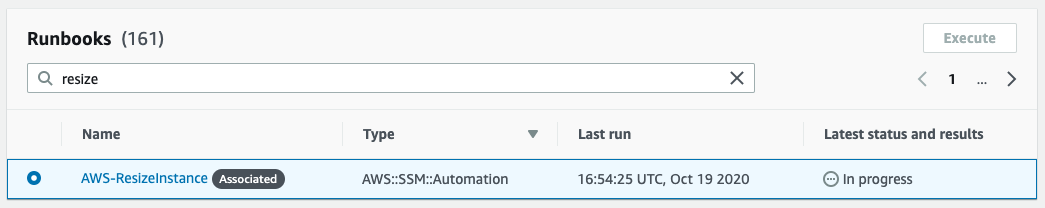 Runbook is associated with this OpsItem and state is currently In Progress