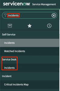 Incidents appears under Service Desk.