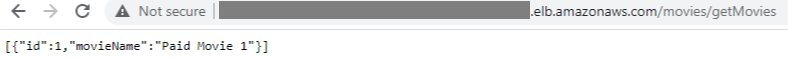 Updated success response from the application displays the movie ID and movie name based on the number of movies changed in the application configuration.