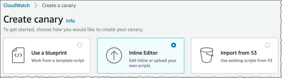 Create canary using inline editor