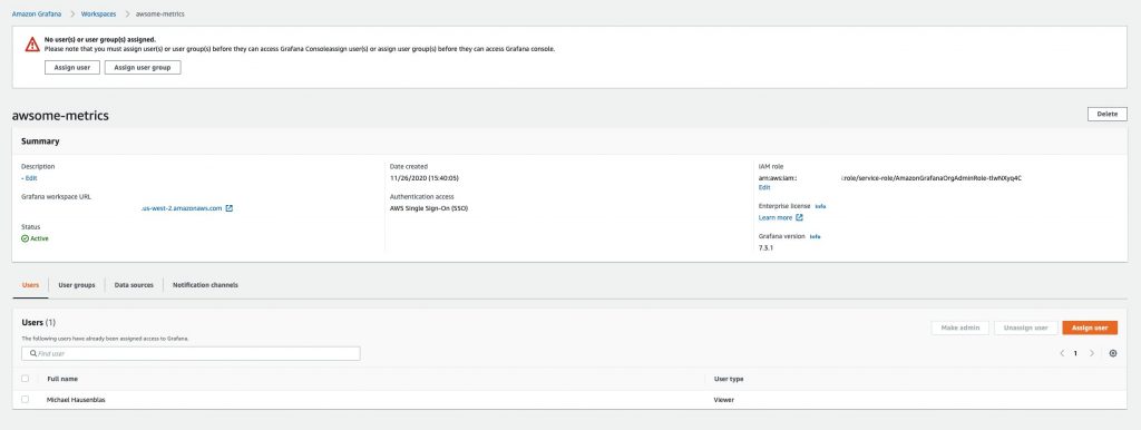 AMG workspace, assign user