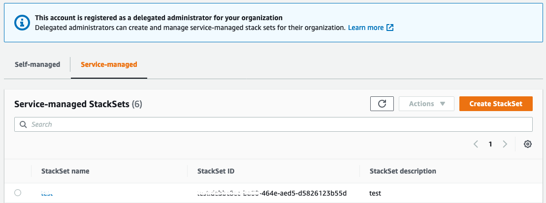 Shows what service-managed StackSets look like from the new administrator