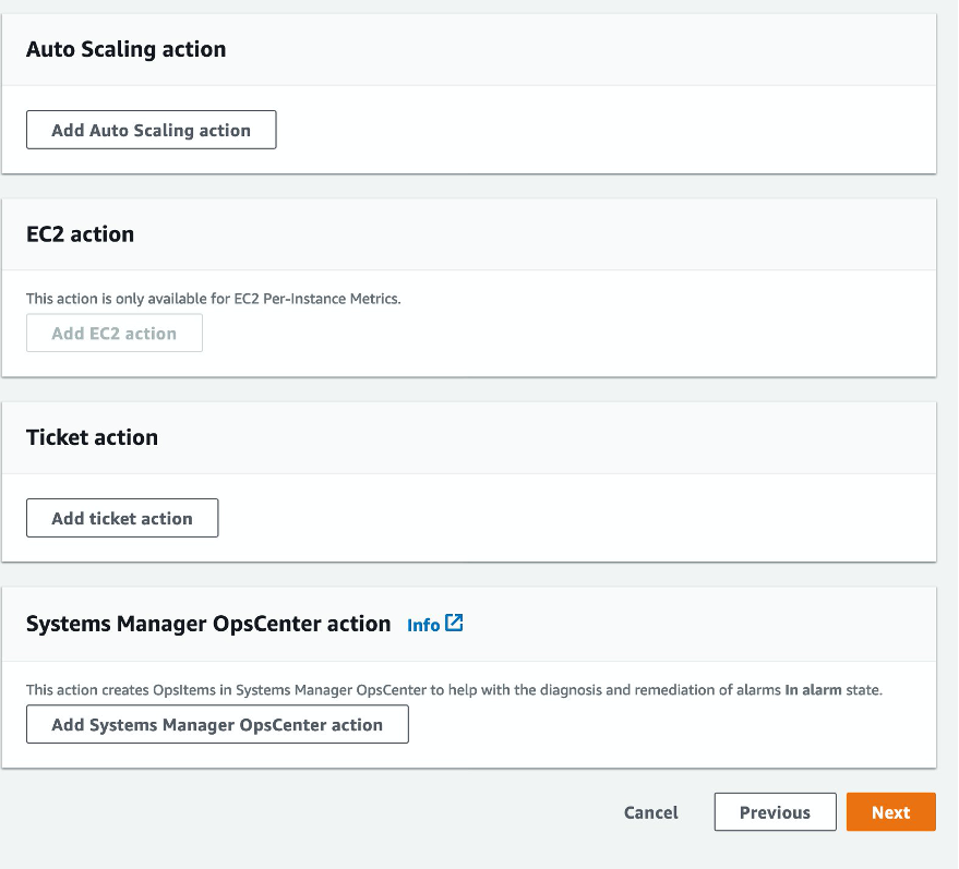 CloudWatch alarms can be configured to trigger notifications and actions for Auto Scaling, instance level, ticketing, and Systems Manager.