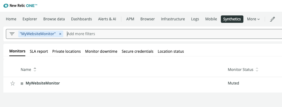 New Relic synthetic monitor