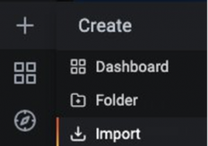 The create tab displays dashboard, folder and Import options.