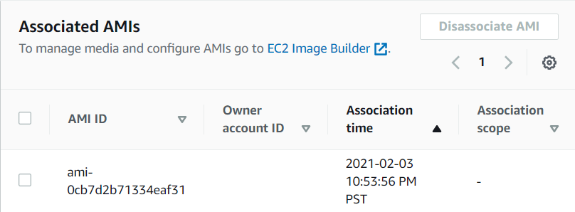 An example of the license configuration after associating the private AMI.