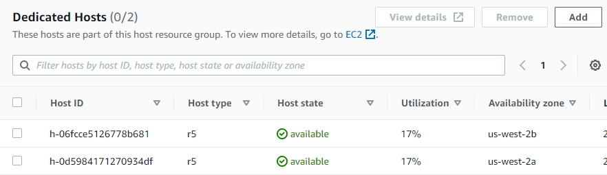 The list of Dedicated Hosts allocated in the host resource groups configuration.