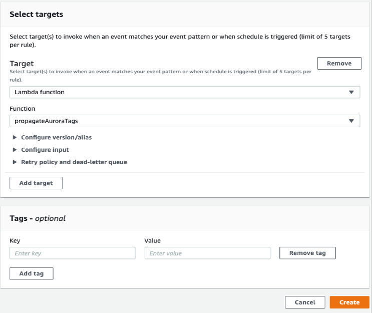 The fields in the Select targets page are completed as described in the post.