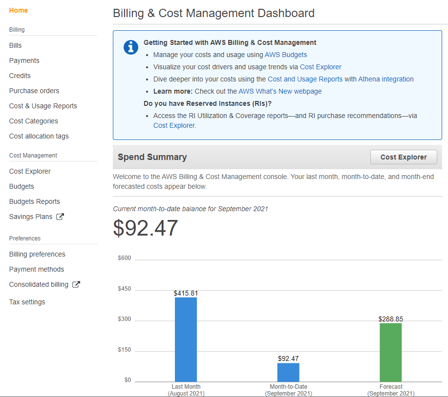 From the Billing and Cost Management console, select Billing preferences.