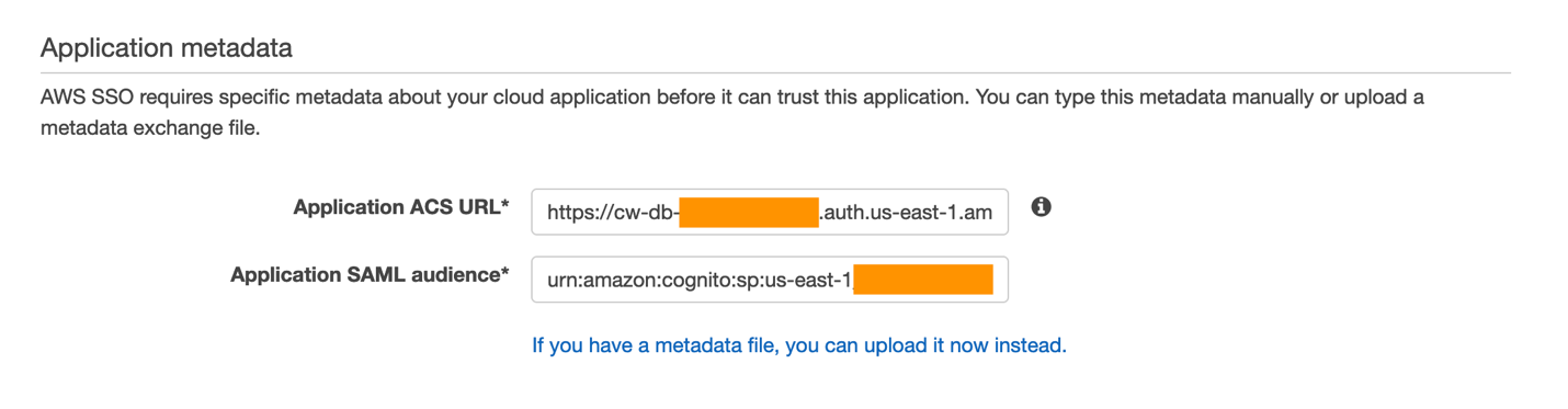 Here is an example of the completed application ACS URL and application SAML audience configuration.