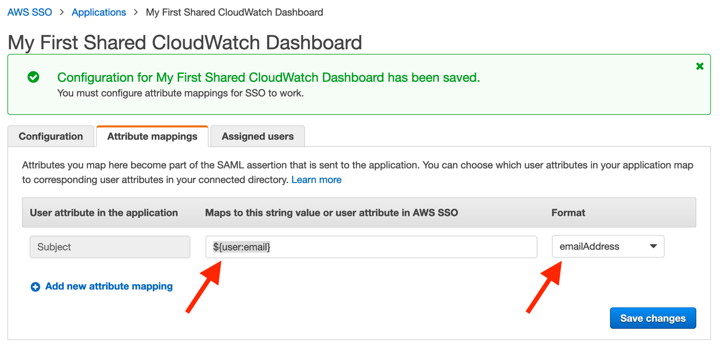 In your new AWS SSO application, map the ${user.email} attribute to the emailAddress format.