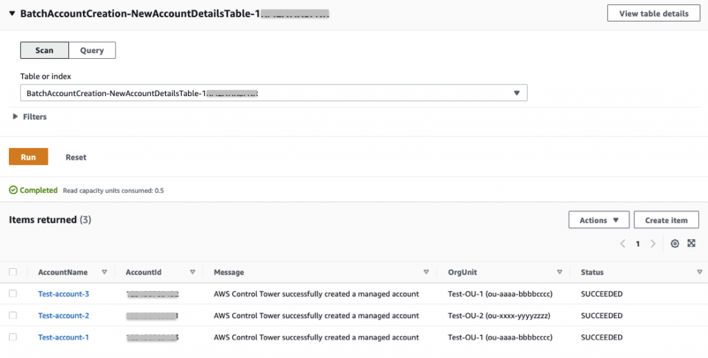 DynamoDB Table listing