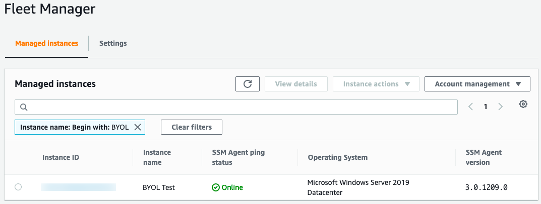 Fleet manager to view SSM Managed Instances.