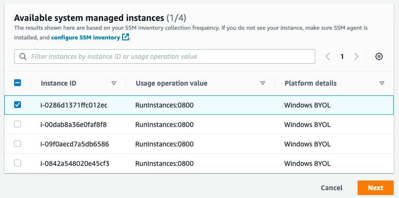 Selecting instances to be converted.