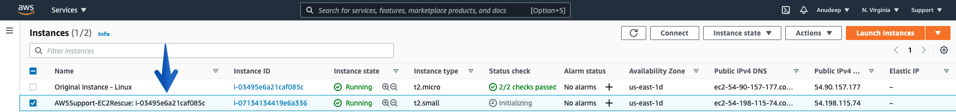 Automation execution process creates an SSM helper instance with the name tag AWS-Support-EC2Rescue