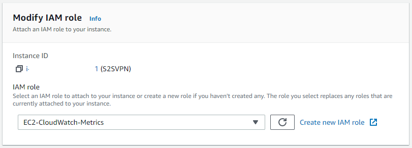 Modify the IAM role on your EC2 instance to the role just created by the CloudFormation stack. The default is EC2-CloudWatch-Metrics.