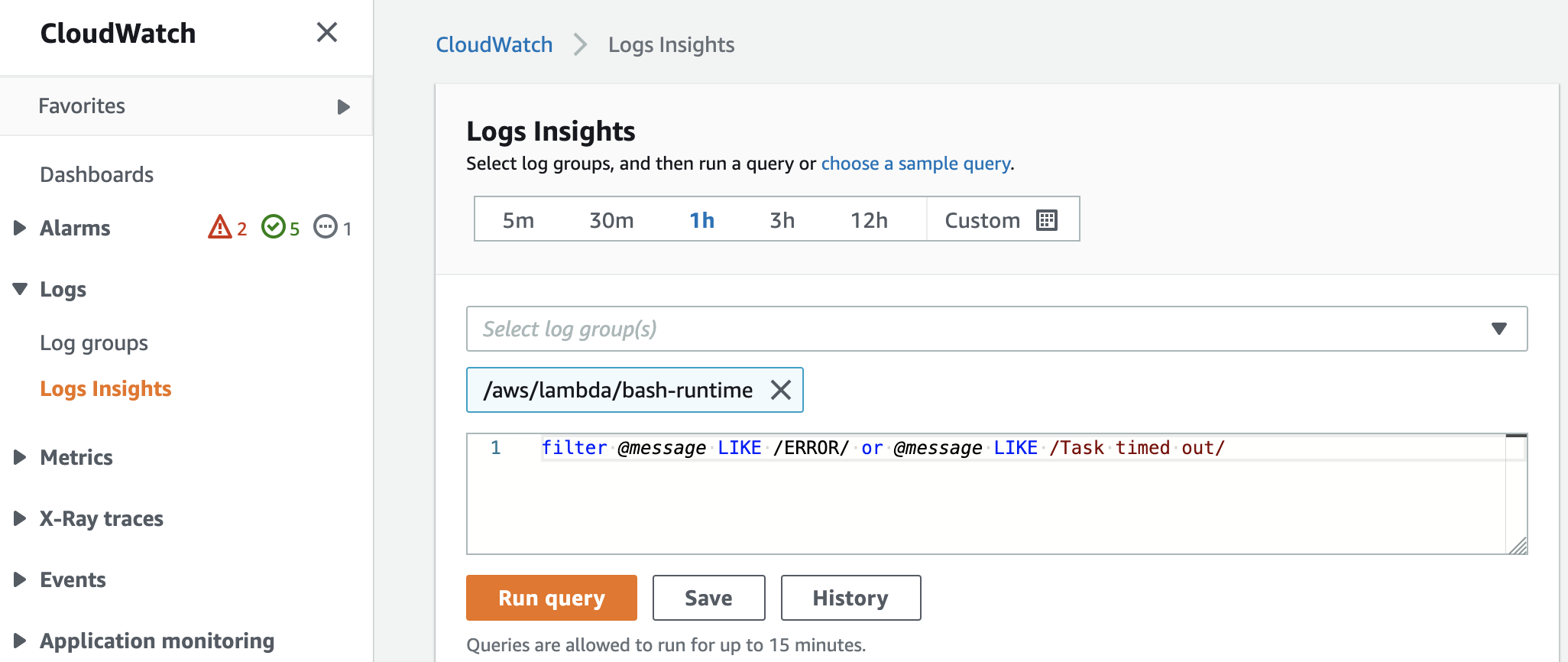 CloudWatch Logs Insights Console