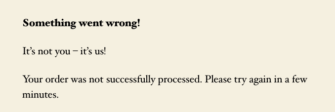 A typical error message as seen on a web site